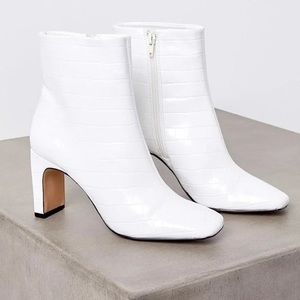 BCBG Ransi White Croc Booties